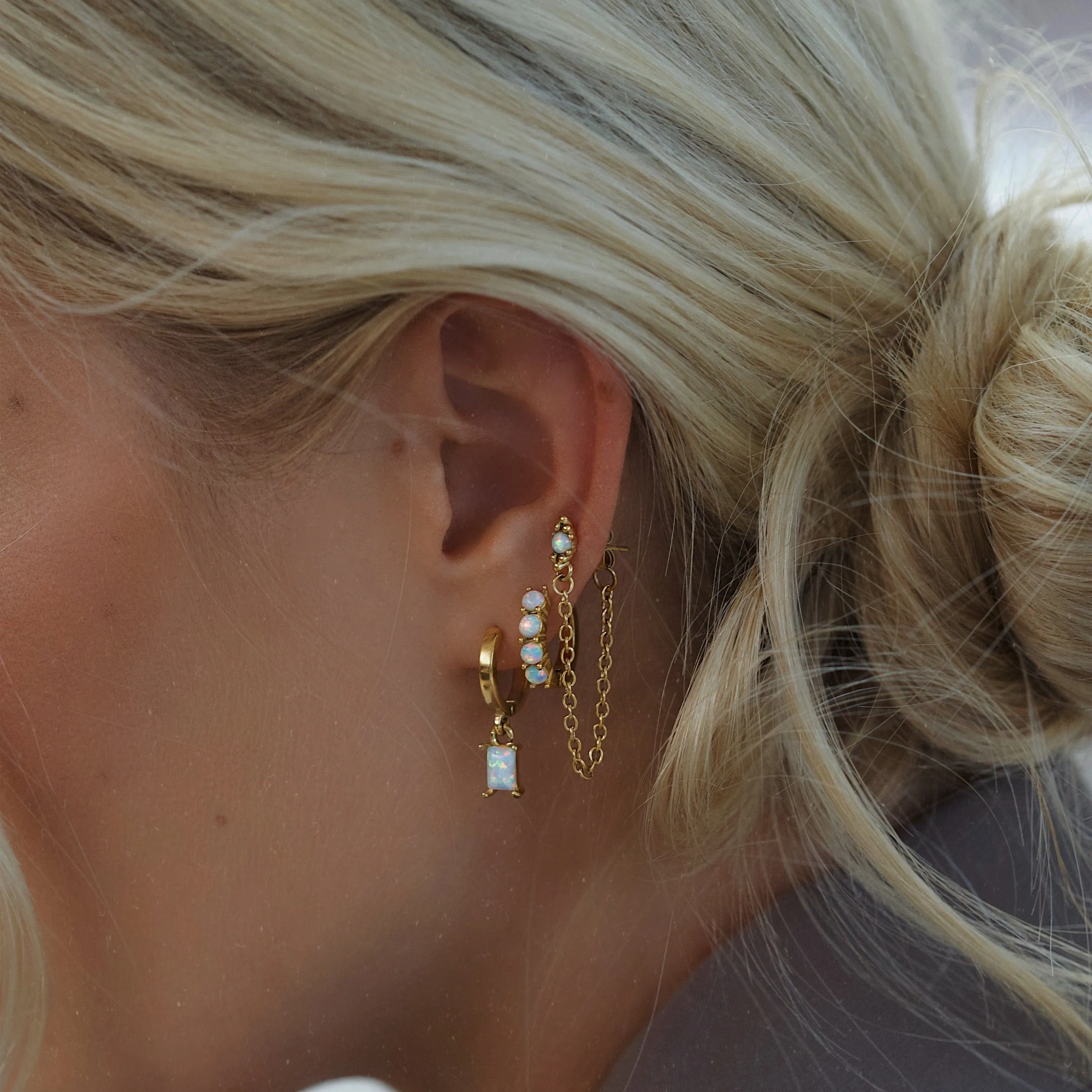 Loretta Opal Hoop Earrings