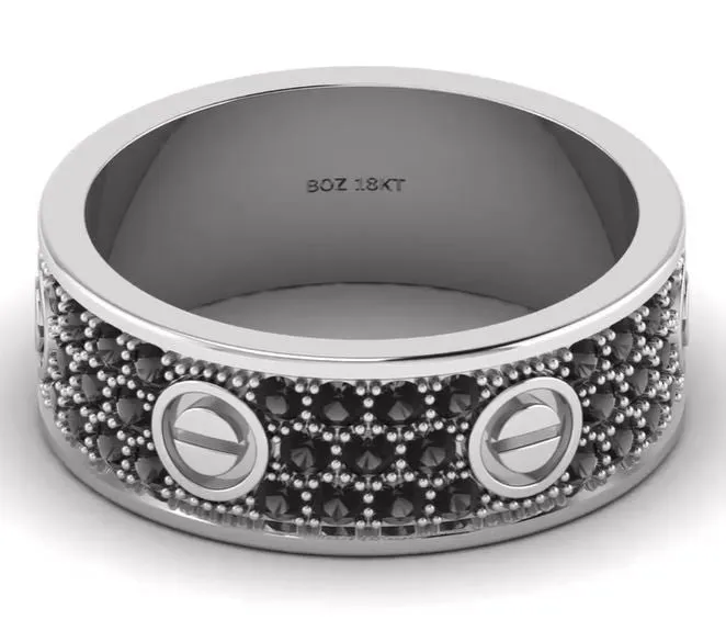 Love Inspired 6mm Black Diamond Band in 18K Gold