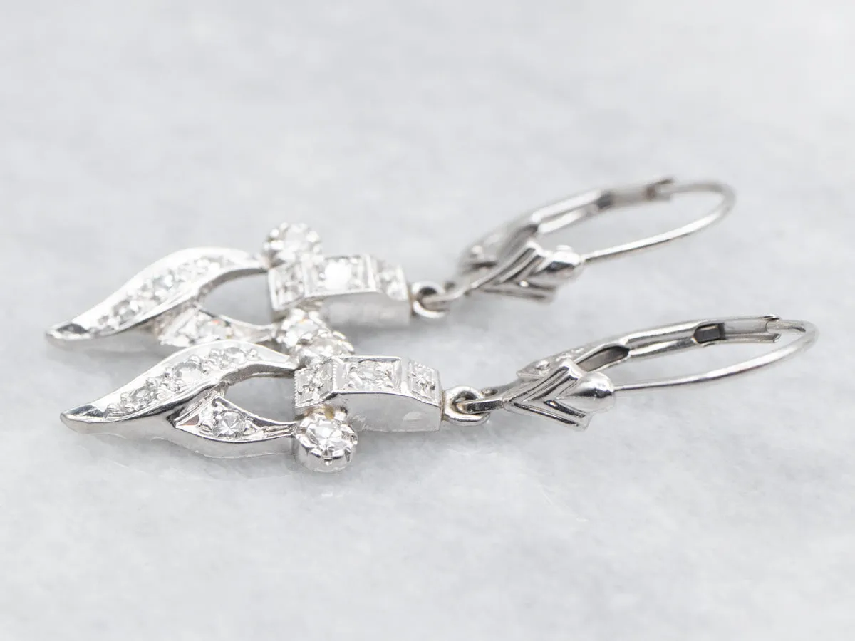Lovely Diamond Retro Era Drop Earrings