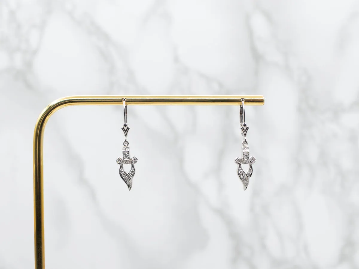 Lovely Diamond Retro Era Drop Earrings