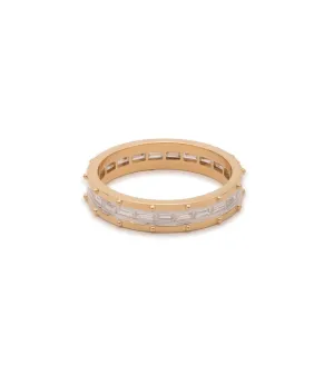 Lovestruck Pierced Thin Band : in Yellow Gold with Baguette Diamonds