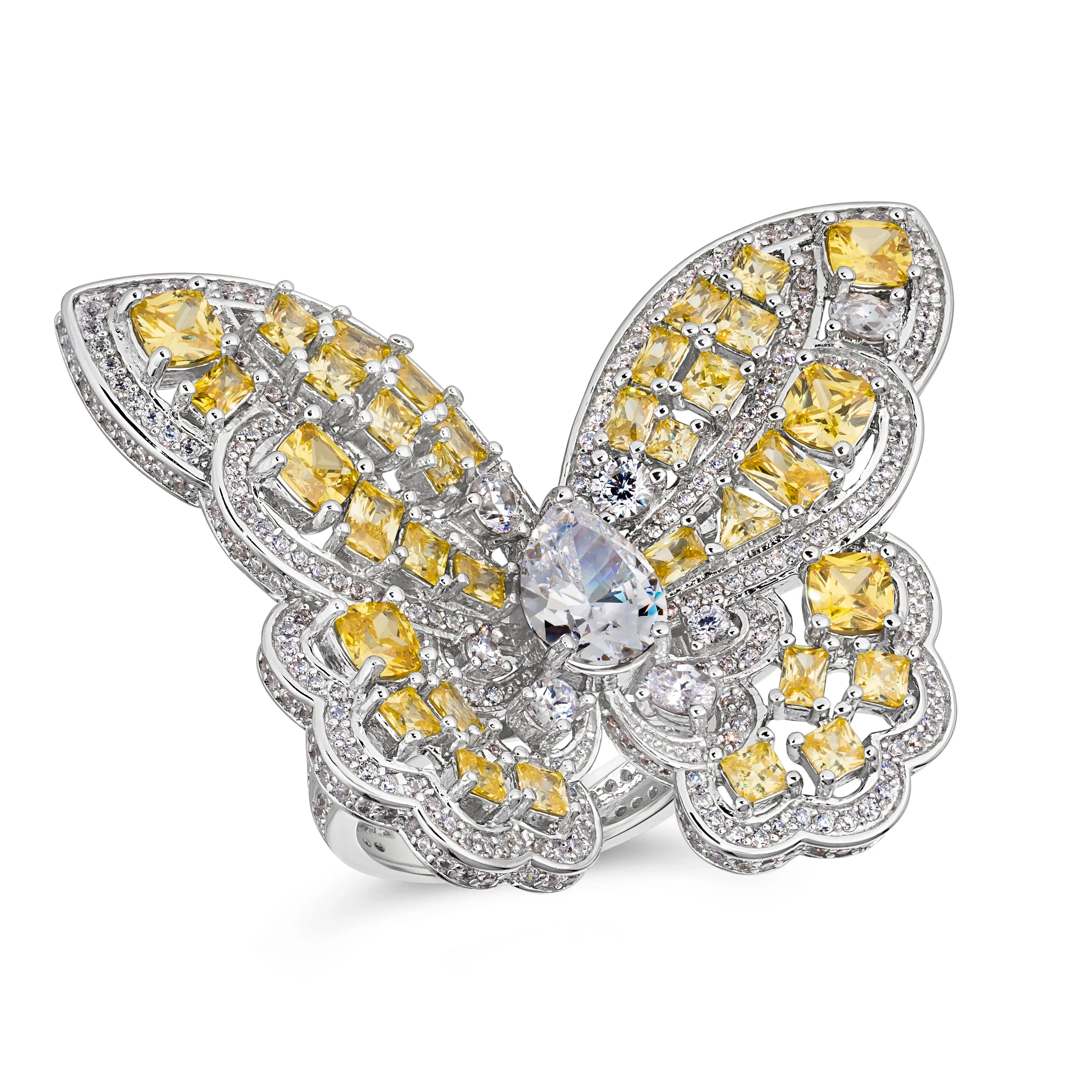 Mariah Butterfly Ring in Canary Yellow Crystalline