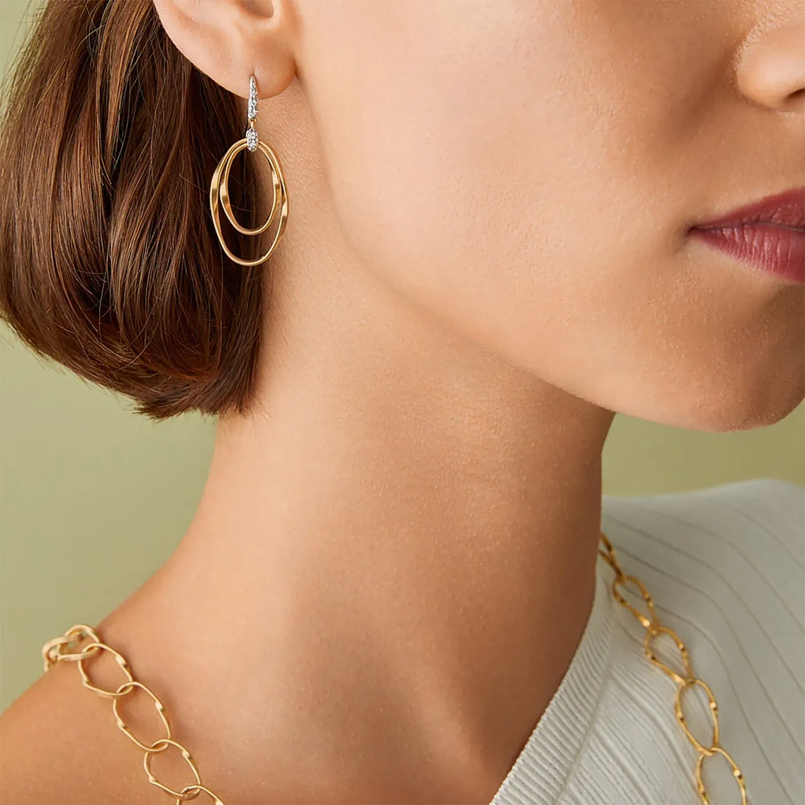 Marrakech Onde Diamond Concentric Hook Earrings
