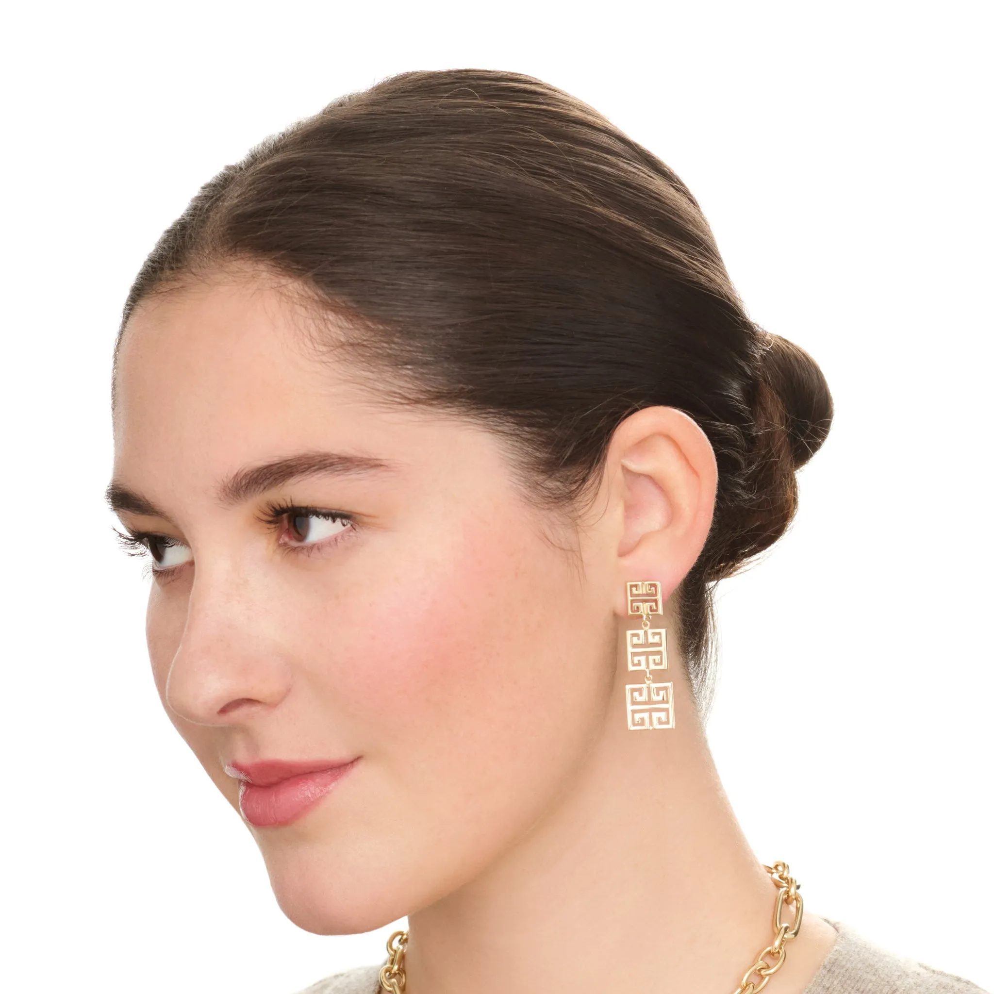 Meandros Triple Earrings Yellow Gold