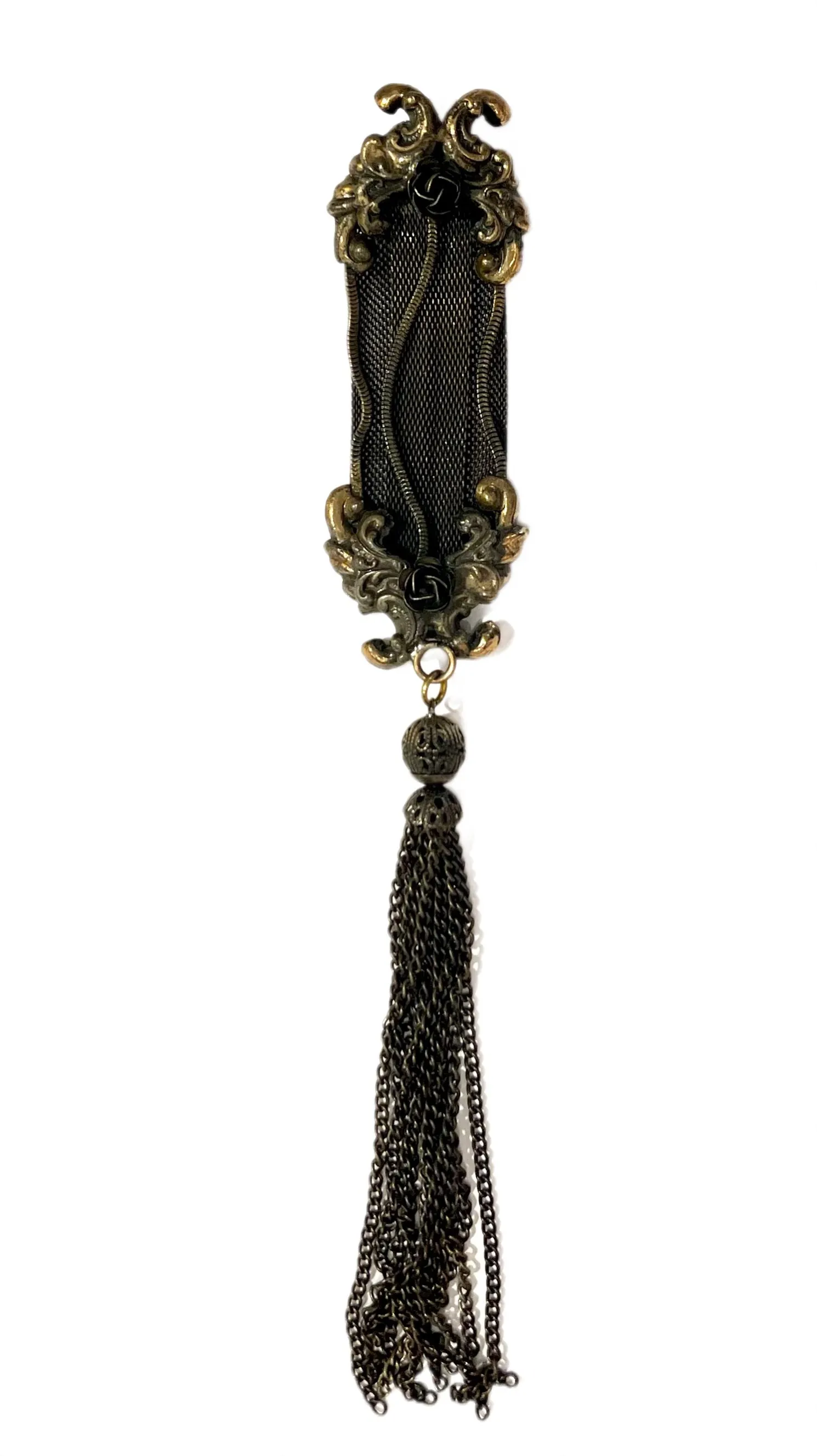 Medal Style Tassel Brooch