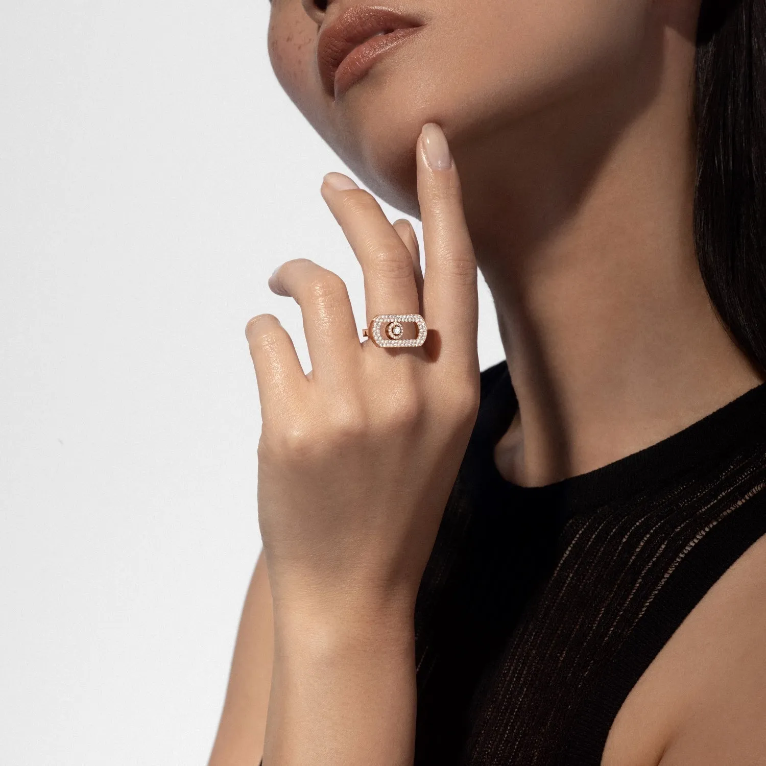 Messika So Move 18ct Rose Gold Diamond Pave Ring