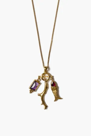 Mini Koi Charm Necklace Gold Mix
