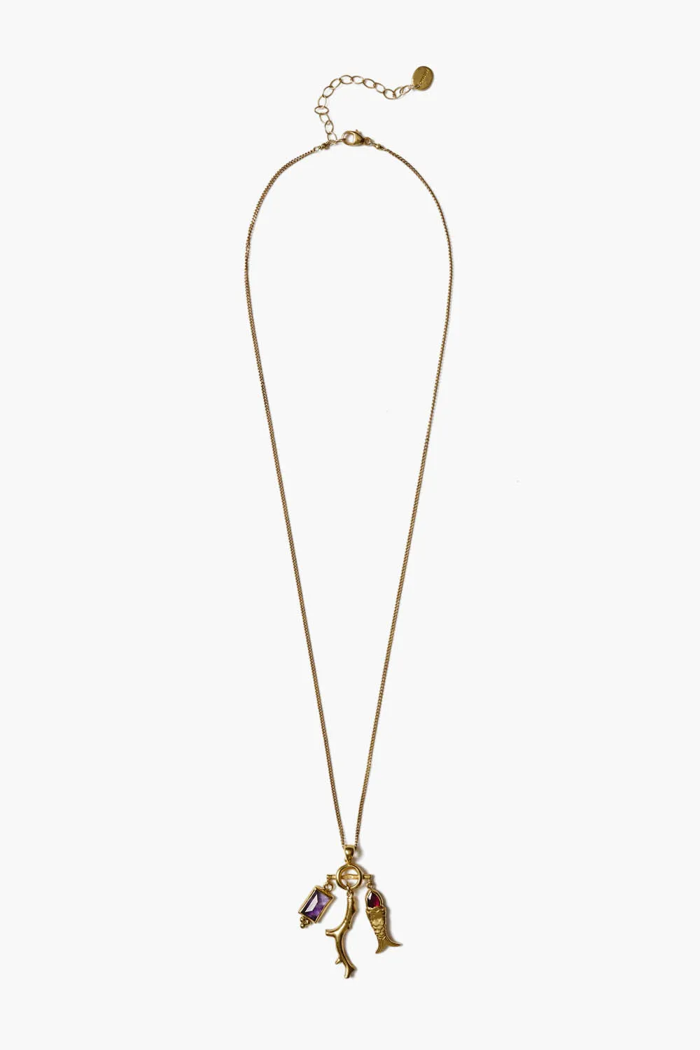 Mini Koi Charm Necklace Gold Mix