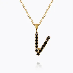 Mini Letter Necklace V / Black