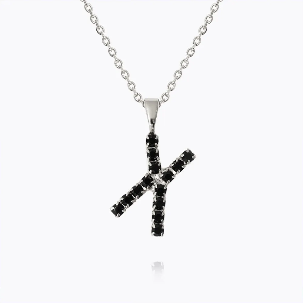 Mini Letter Necklace X / Black