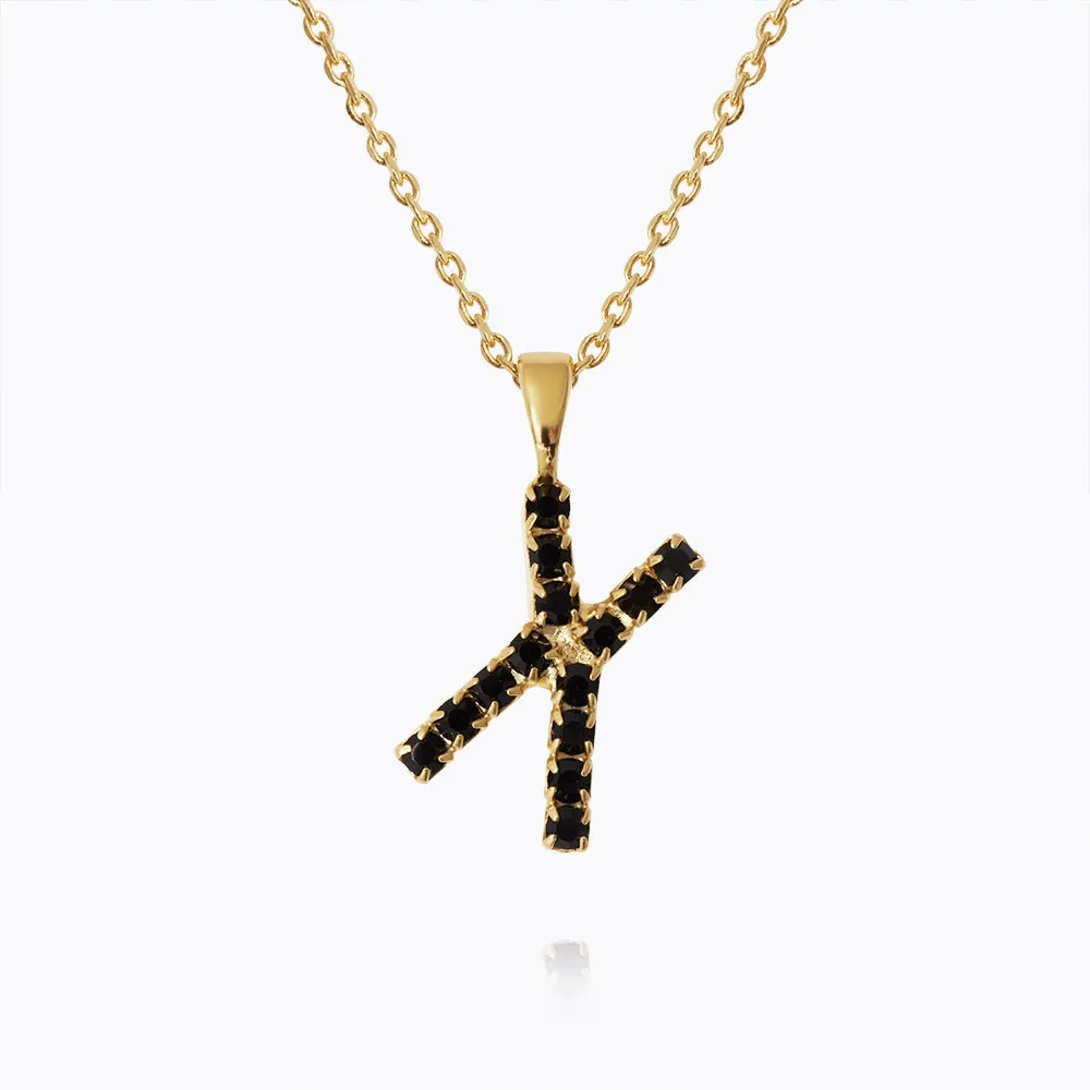 Mini Letter Necklace X / Black