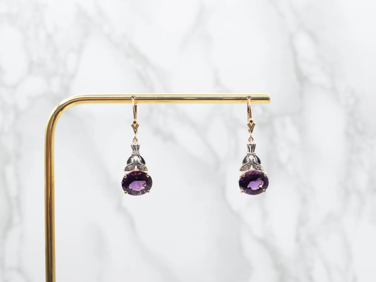 Mixed Era East to West Set Amethyst Drop Earrings