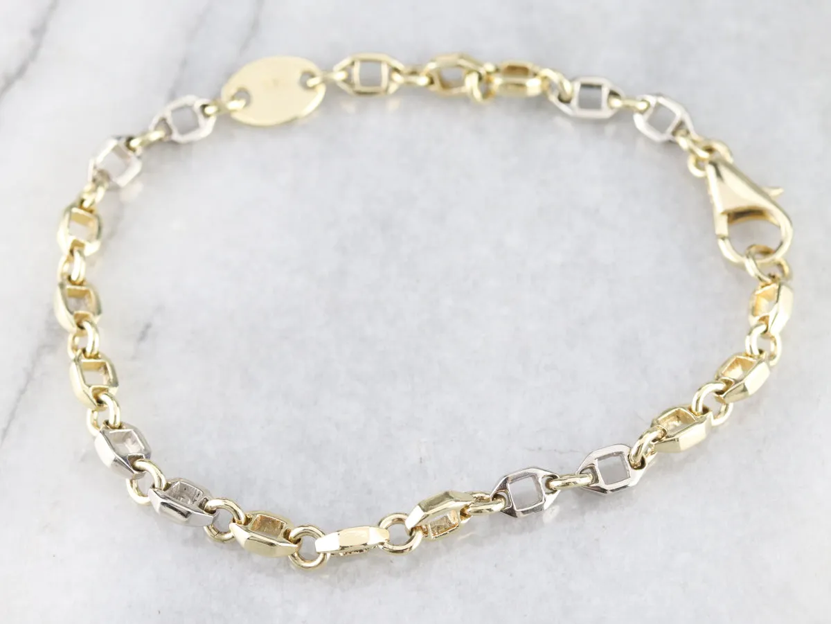 Mixed Metal Hexagon Link Bracelet