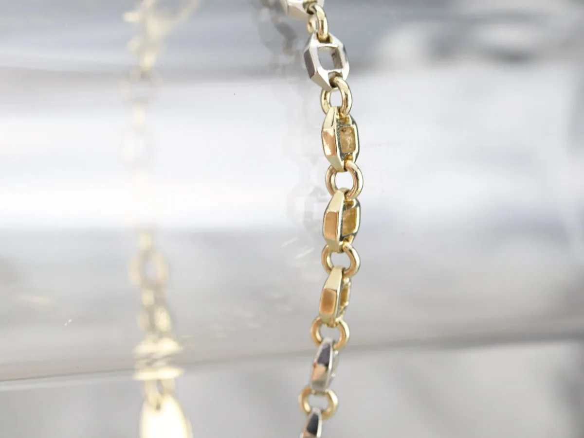 Mixed Metal Hexagon Link Bracelet