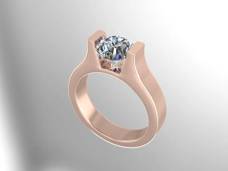 Modern Solitaire Engagement Ring Channel Set with Moissanite