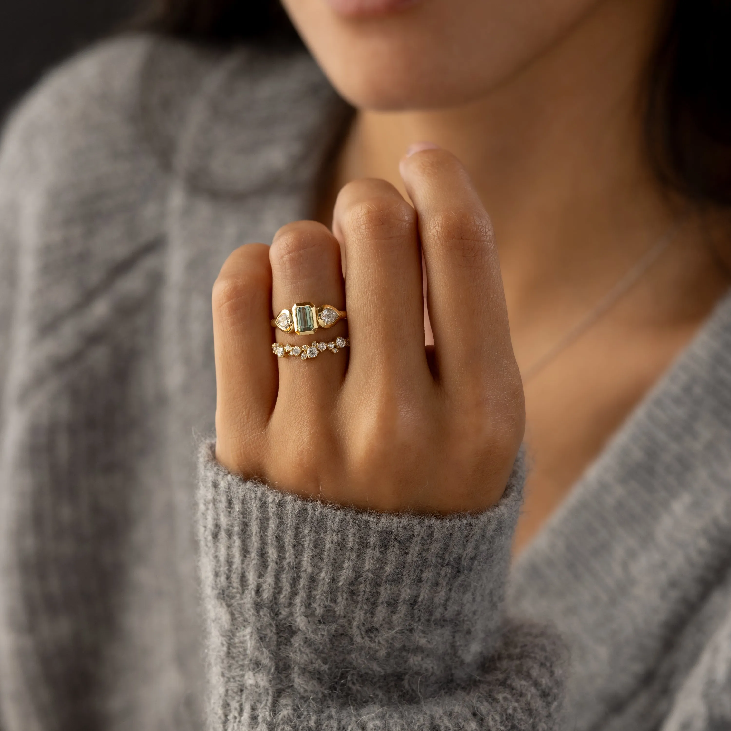 Moonrise Ring, 0.73ct. Mint Green Tourmaline