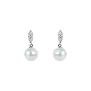 Morning Dew Akoya Pearl Earrings with Diamonds