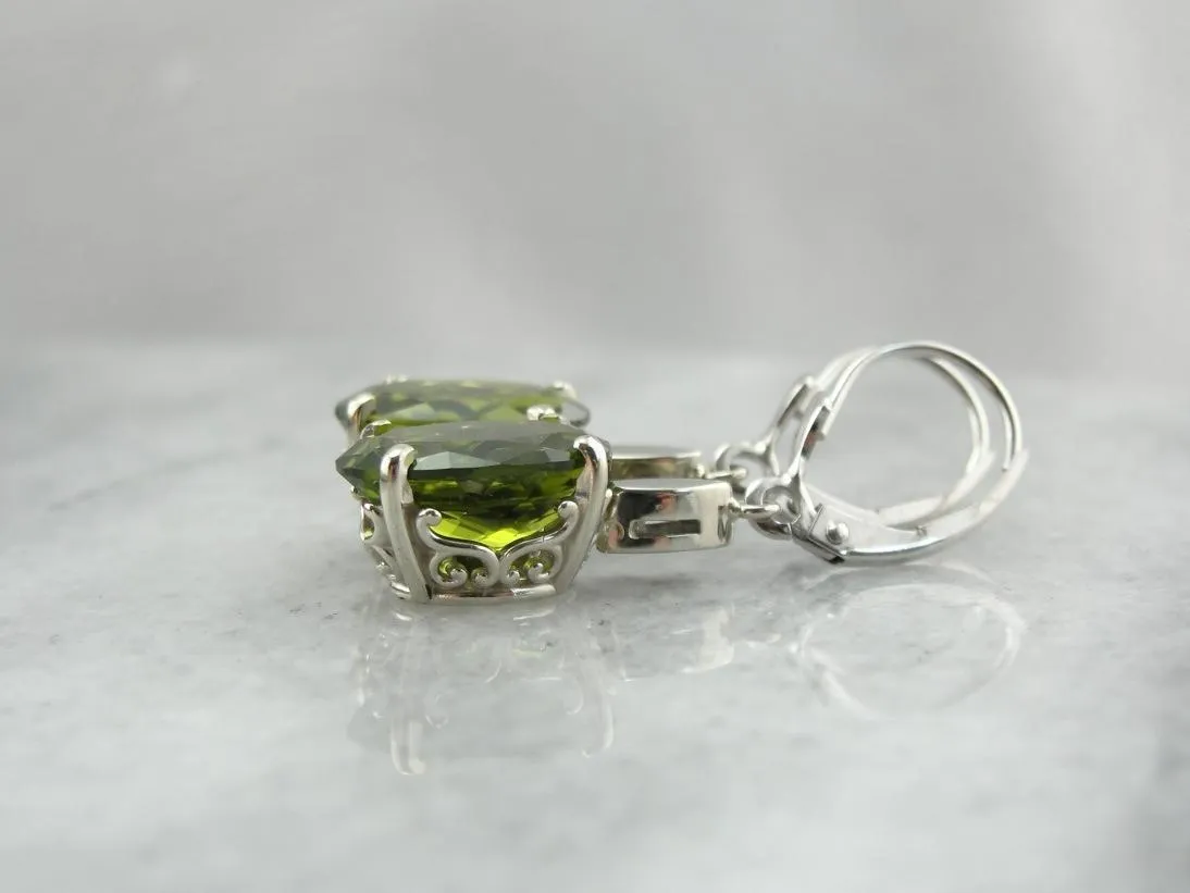 Most Olive: Deep Green Peridot Drop Earrings