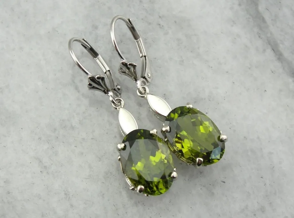 Most Olive: Deep Green Peridot Drop Earrings