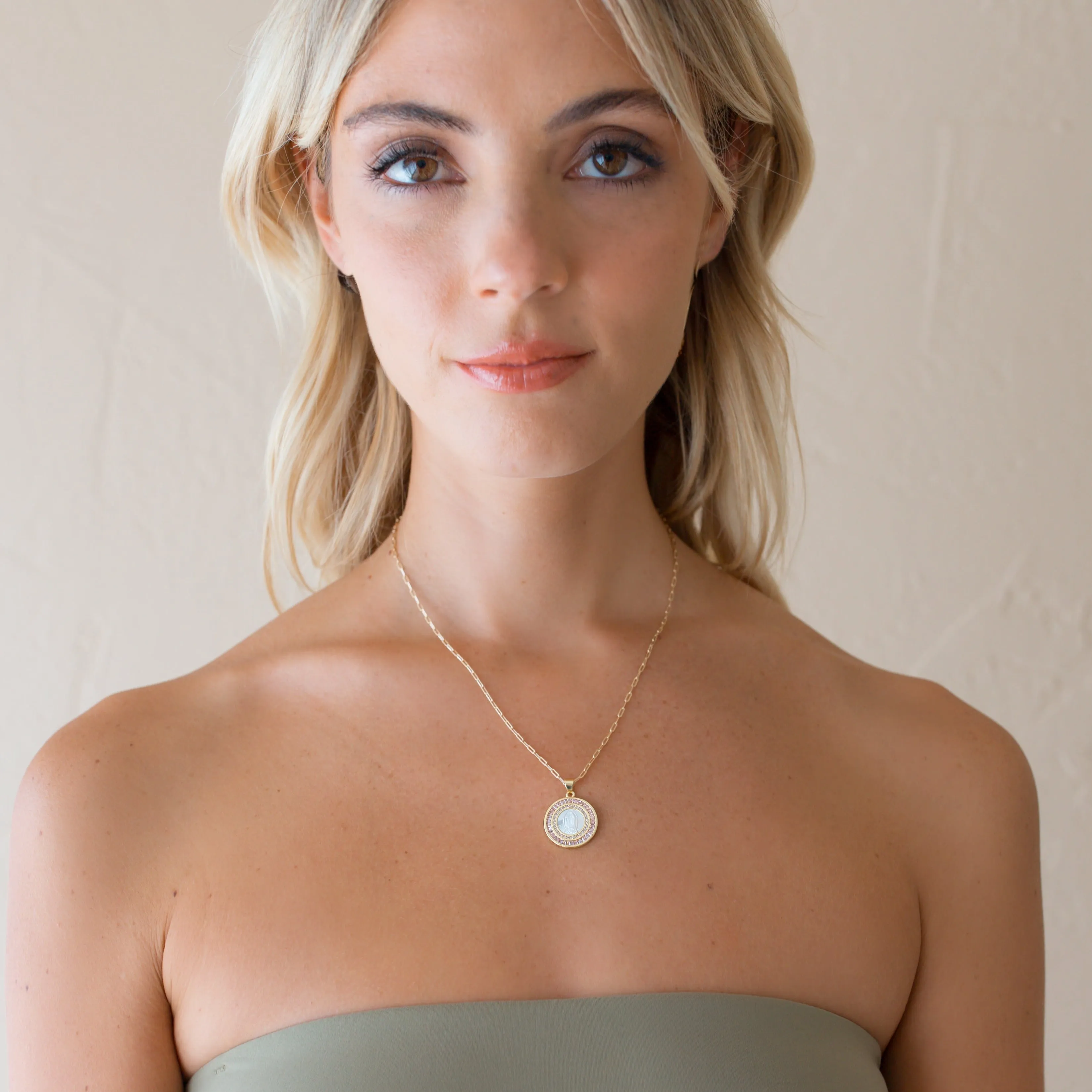 Mother Mary Necklace - Pink