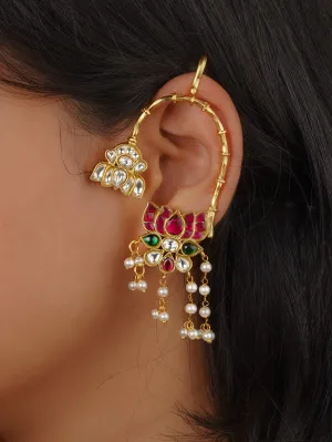 Multicolor Gold Plated Jadau Kundan Earrings - ME1399M