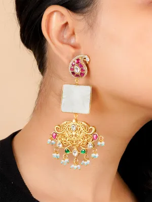 Multicolor Gold Plated Mishr Earrings - MR-E186M