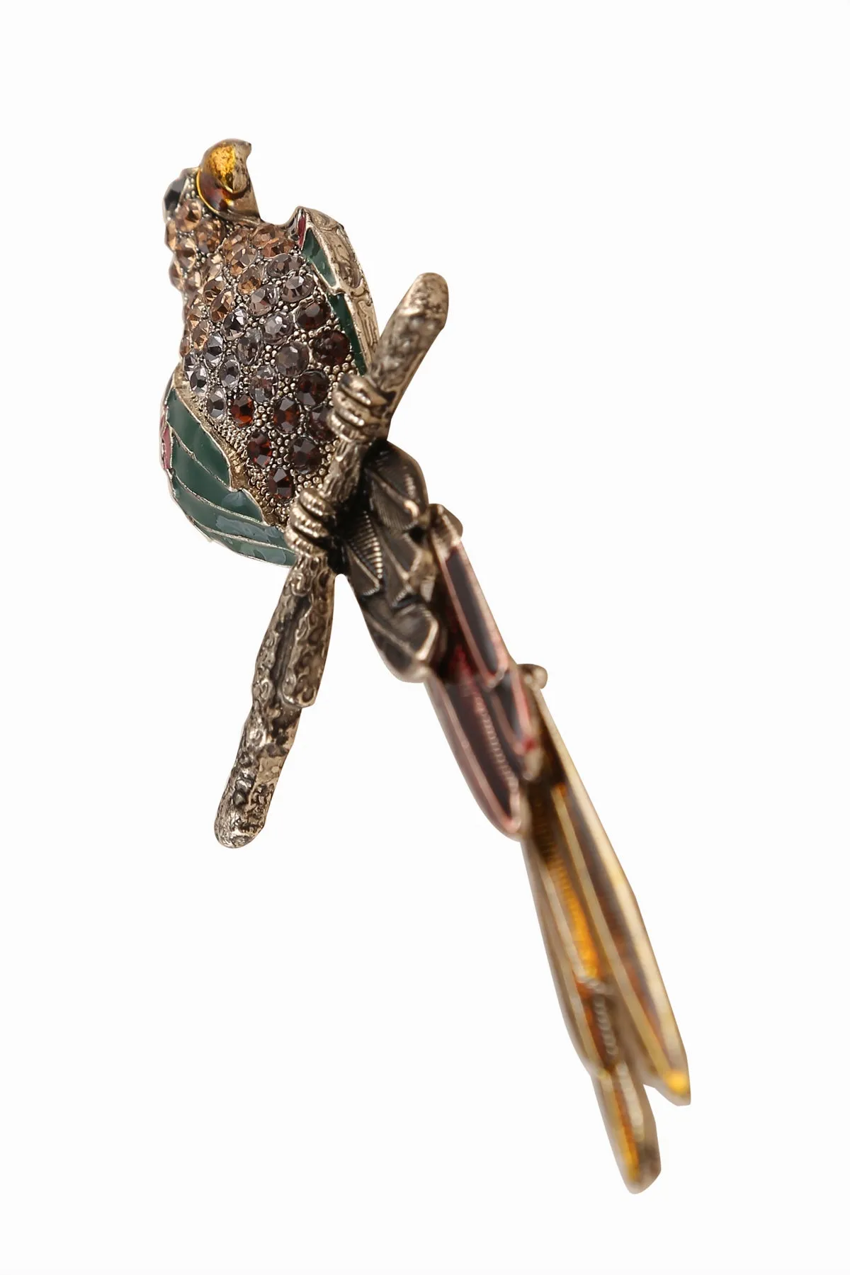 Multicolour Enamel Diamond Parrot Bird Brooch