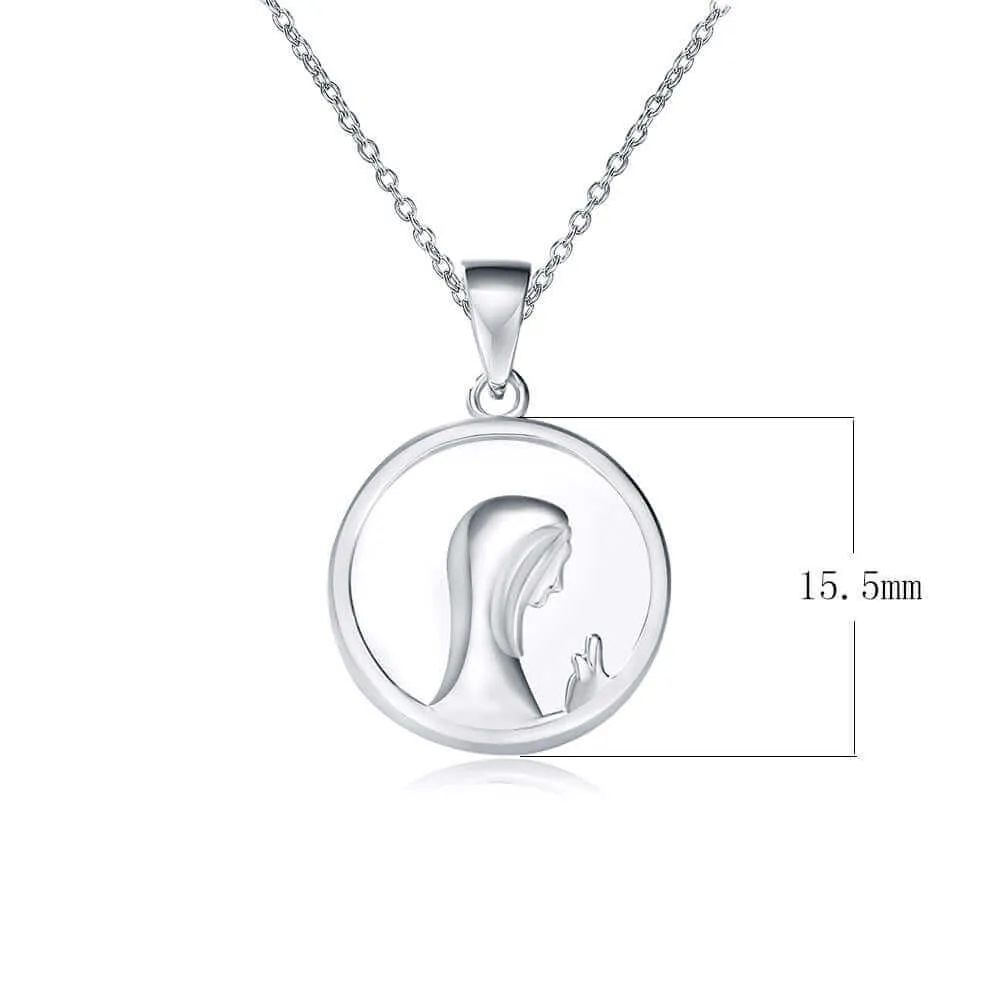 Natural Mother of Pearl Virgin Mary Pendant Virgencita Necklace