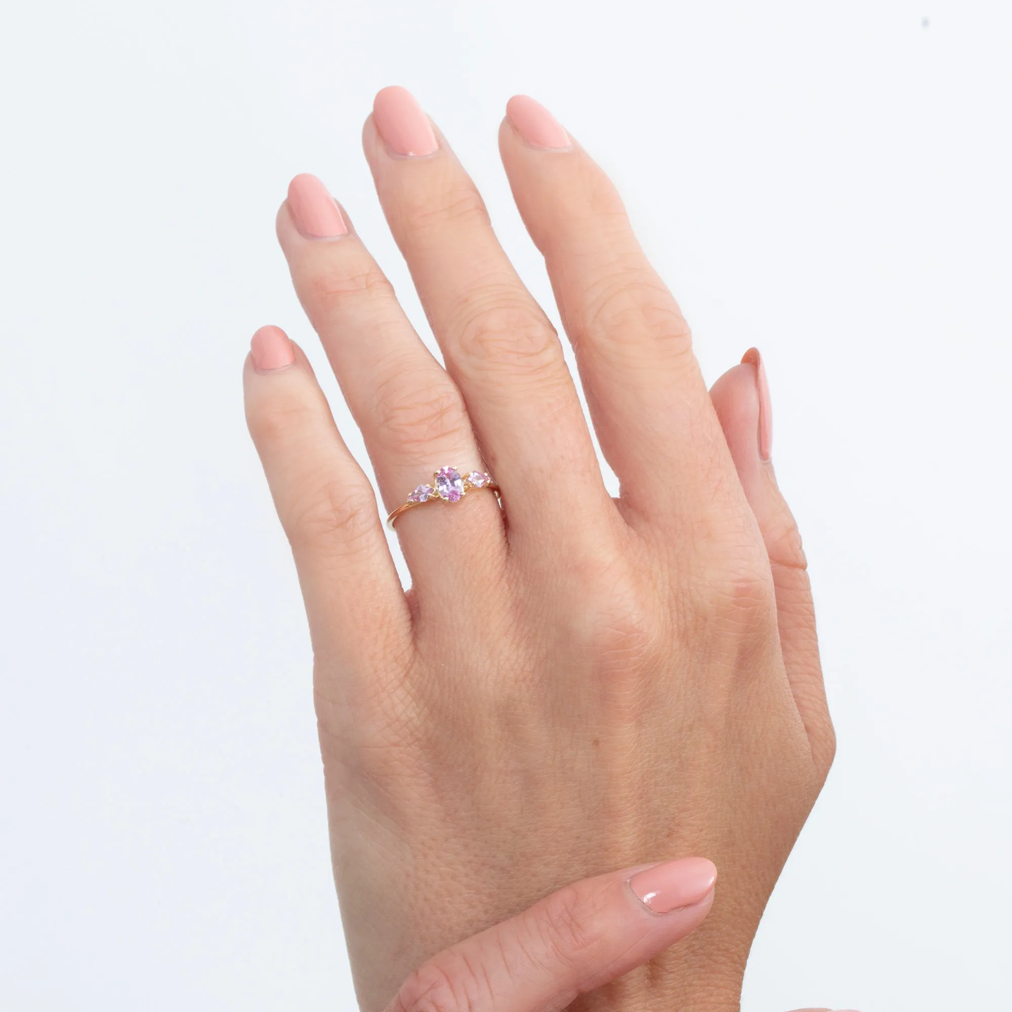 Natural Pink Sapphire Engagement Ring, Rosalina