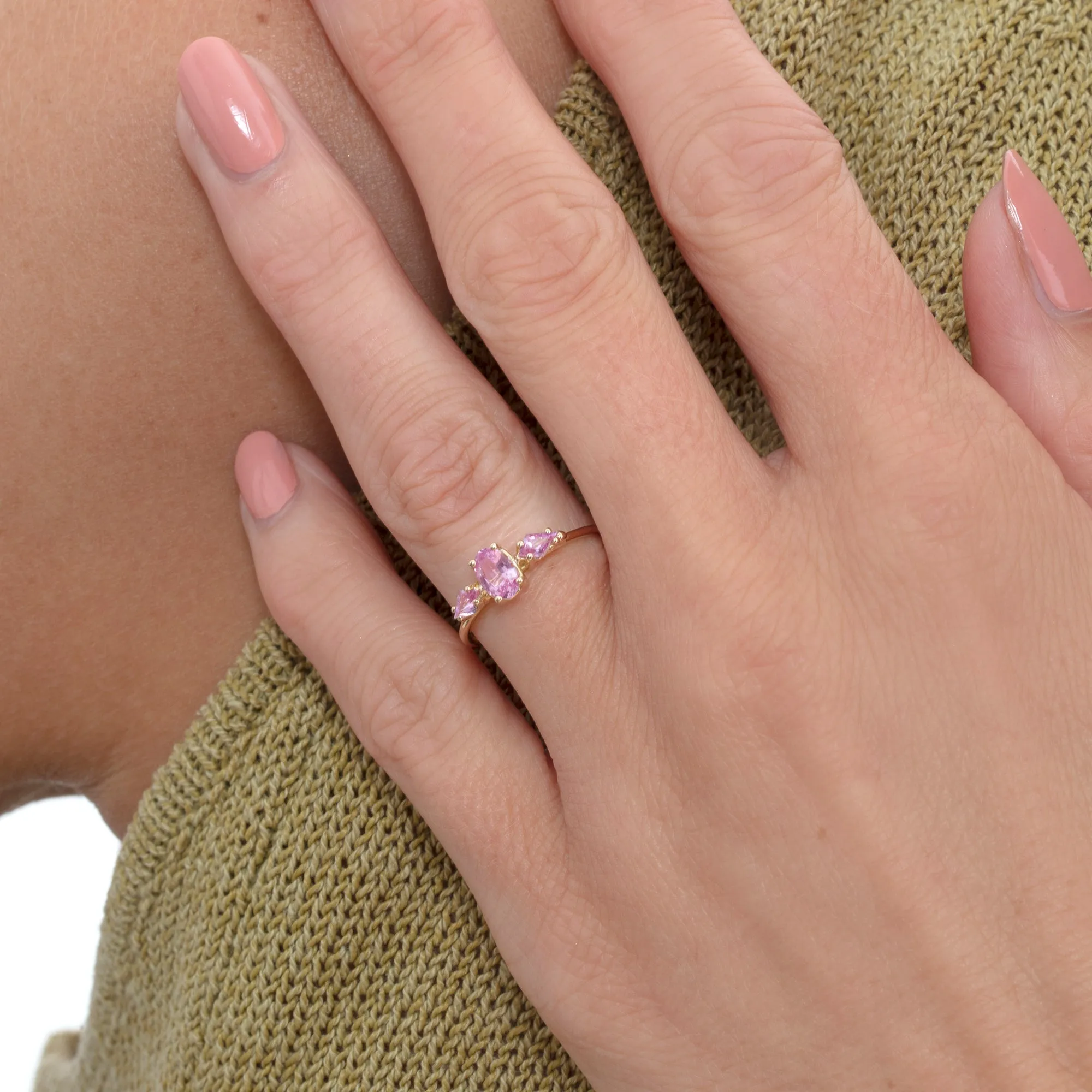Natural Pink Sapphire Engagement Ring, Rosalina