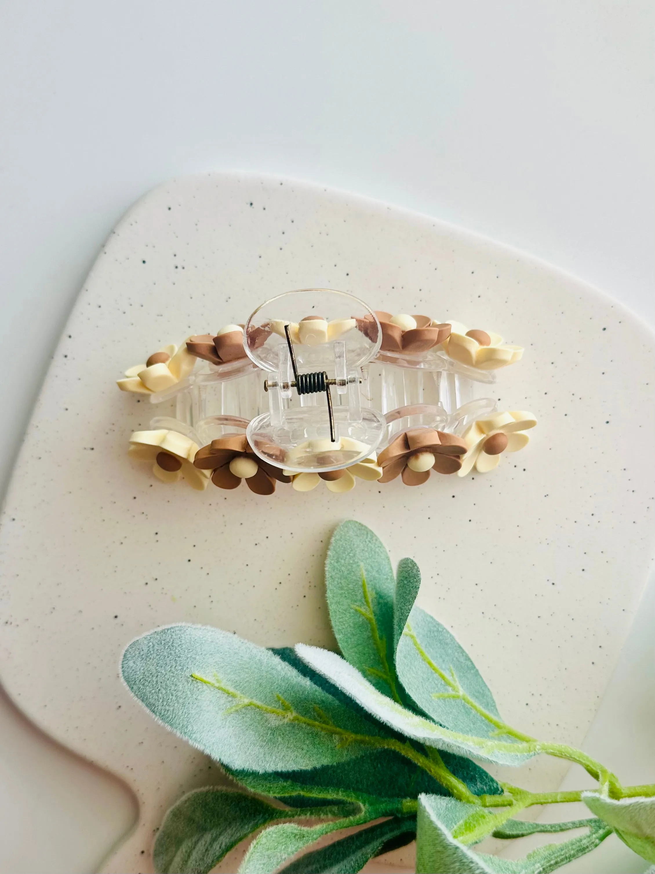 Neutral Blossom Claw Clip