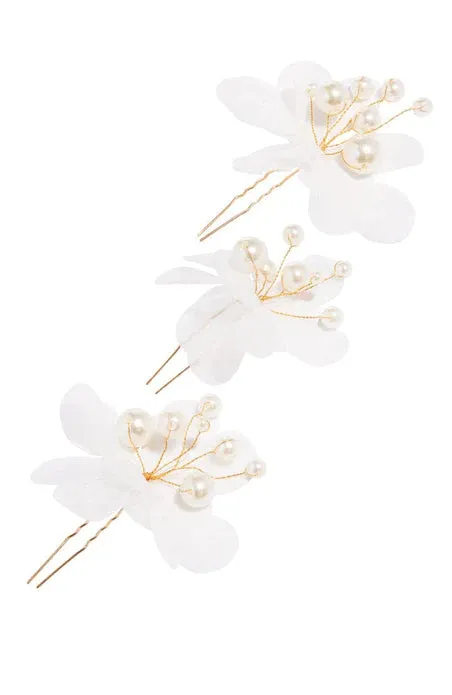 Nixie Hair Pins - Cream Pearl/Gold - 2 pack
