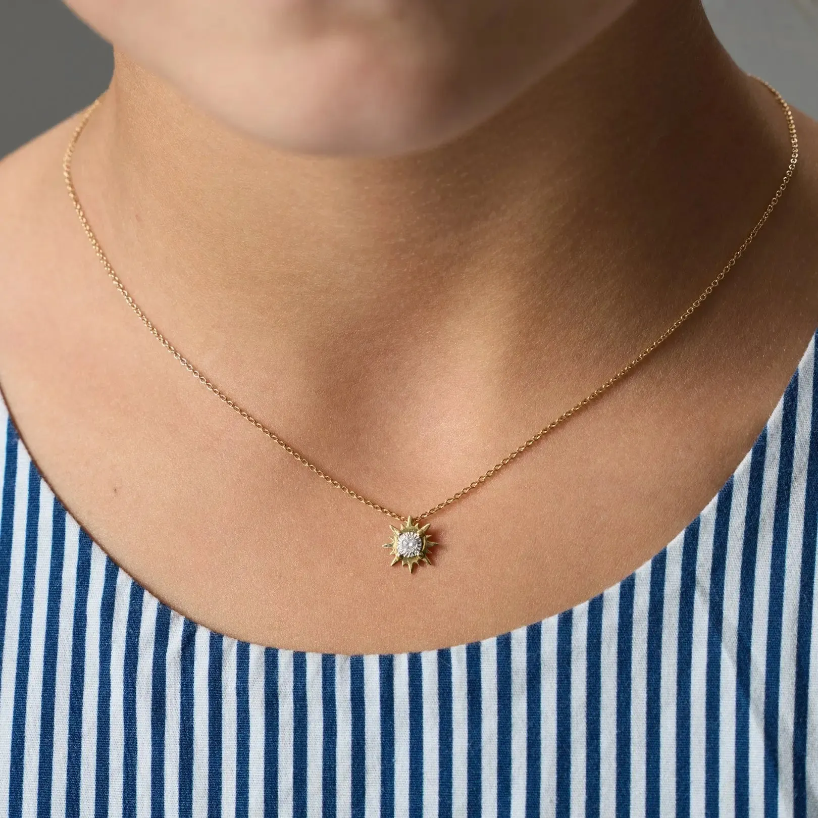North Star Diamond Necklace in Yellow Gold