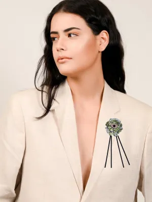 Odette Women Green Metal Brooch
