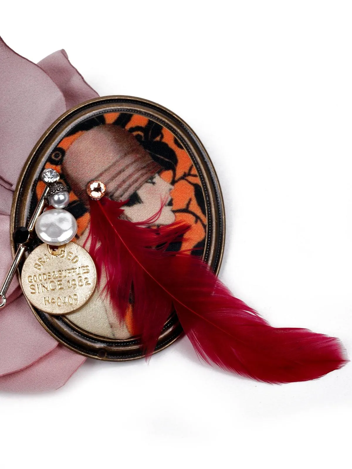 Odette Women Maroon Metal Brooch