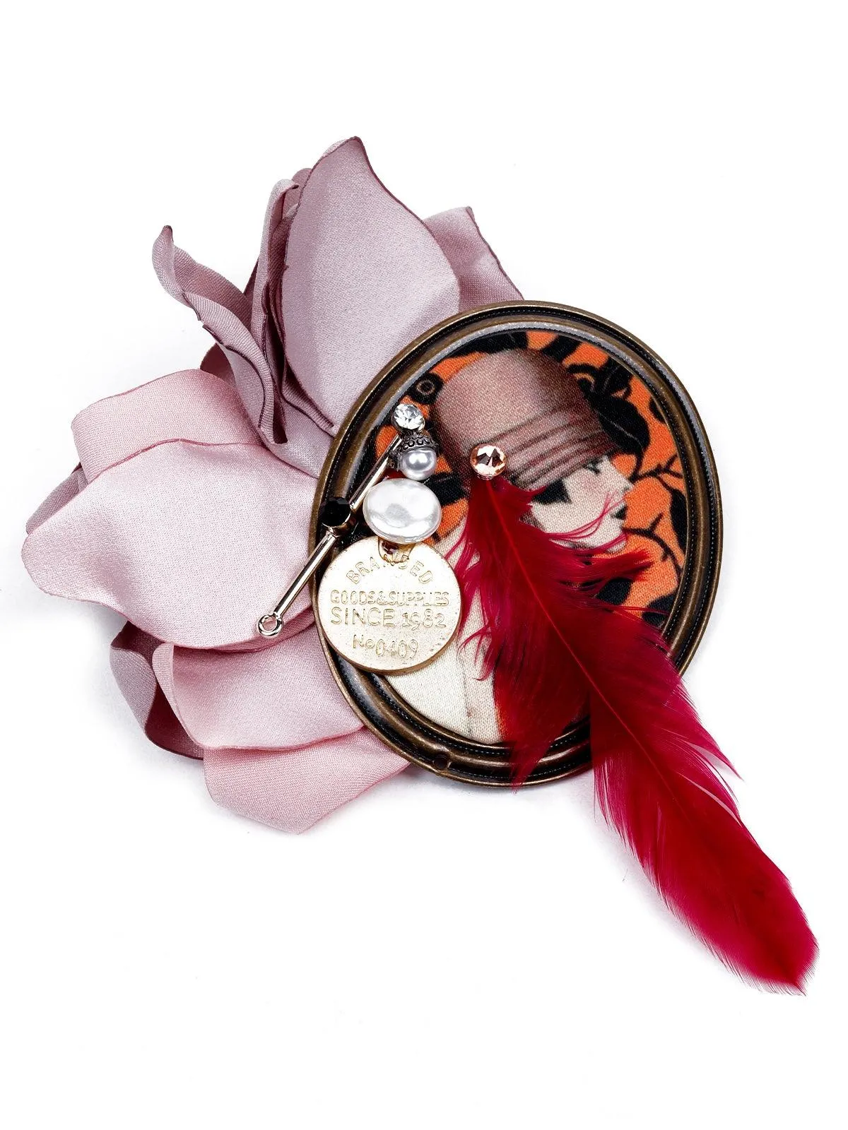 Odette Women Maroon Metal Brooch