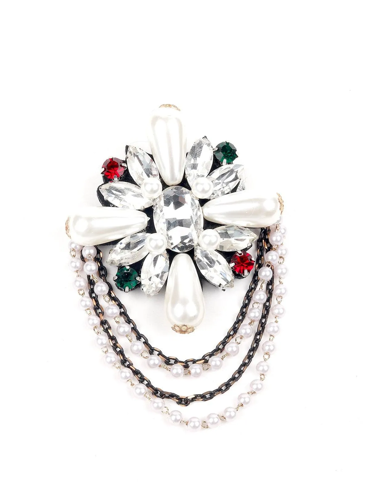 Odette Women Multicolour Metal Floral Brooch