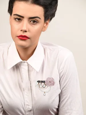 Odette Women Pink Metal Brooch