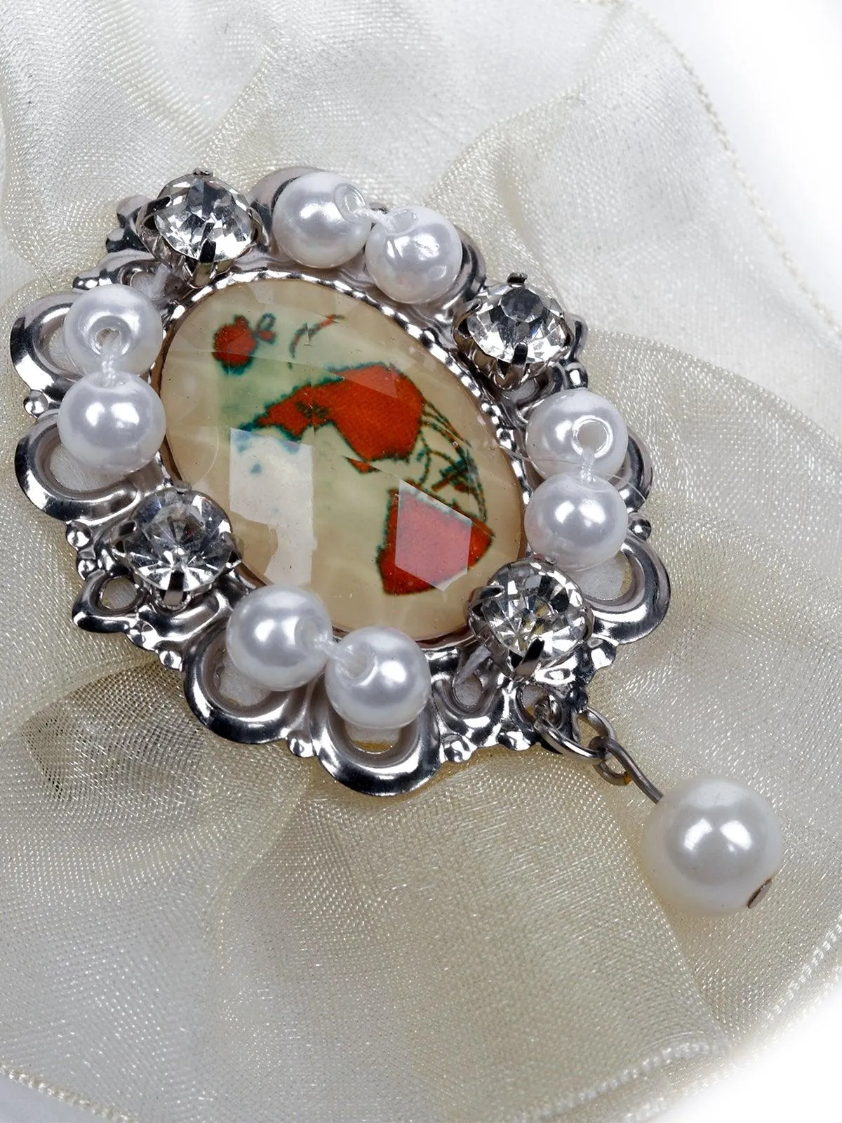 Odette Women White Metal Brooch