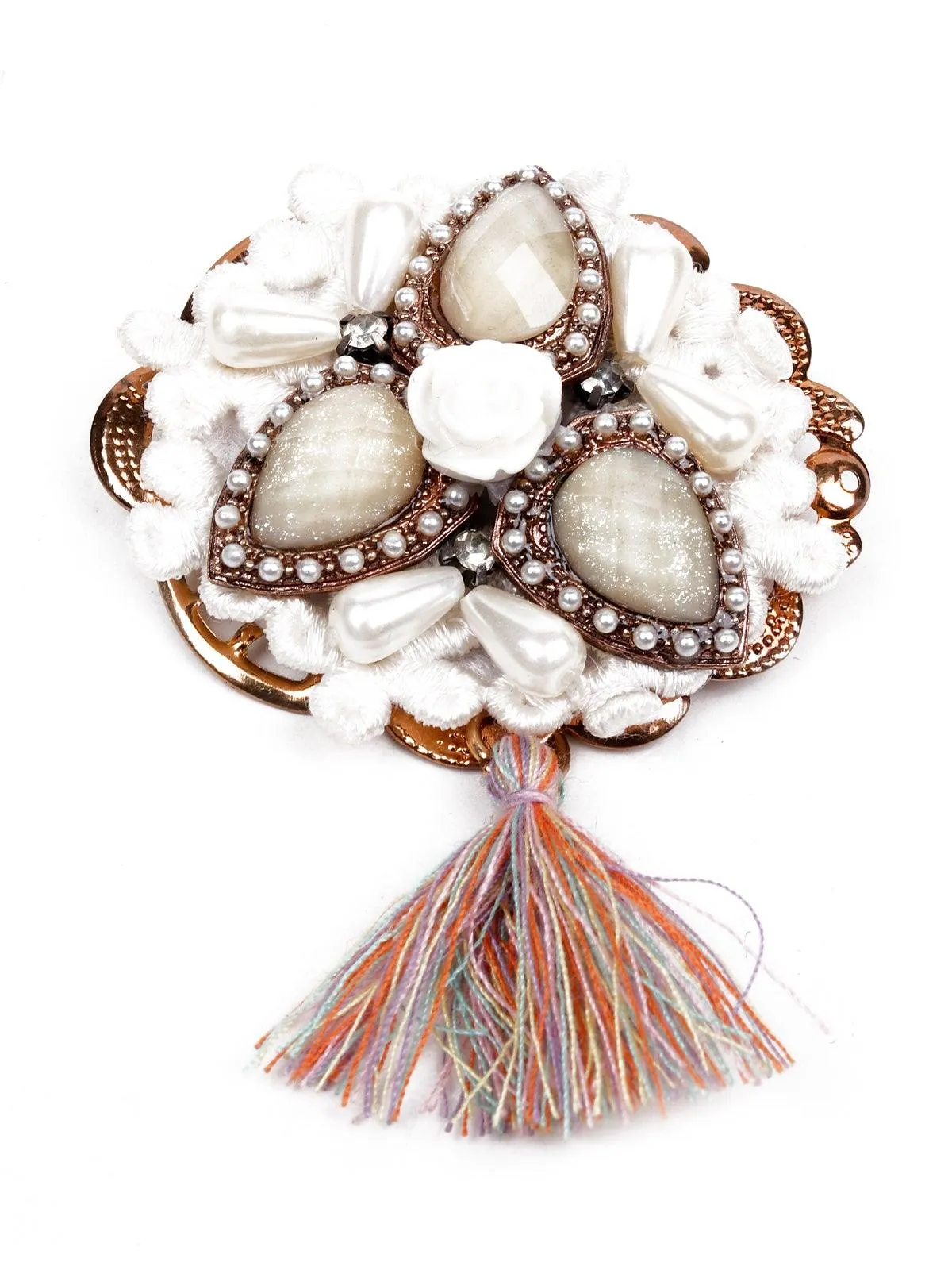 Odette Women White Moti Metal Brooch