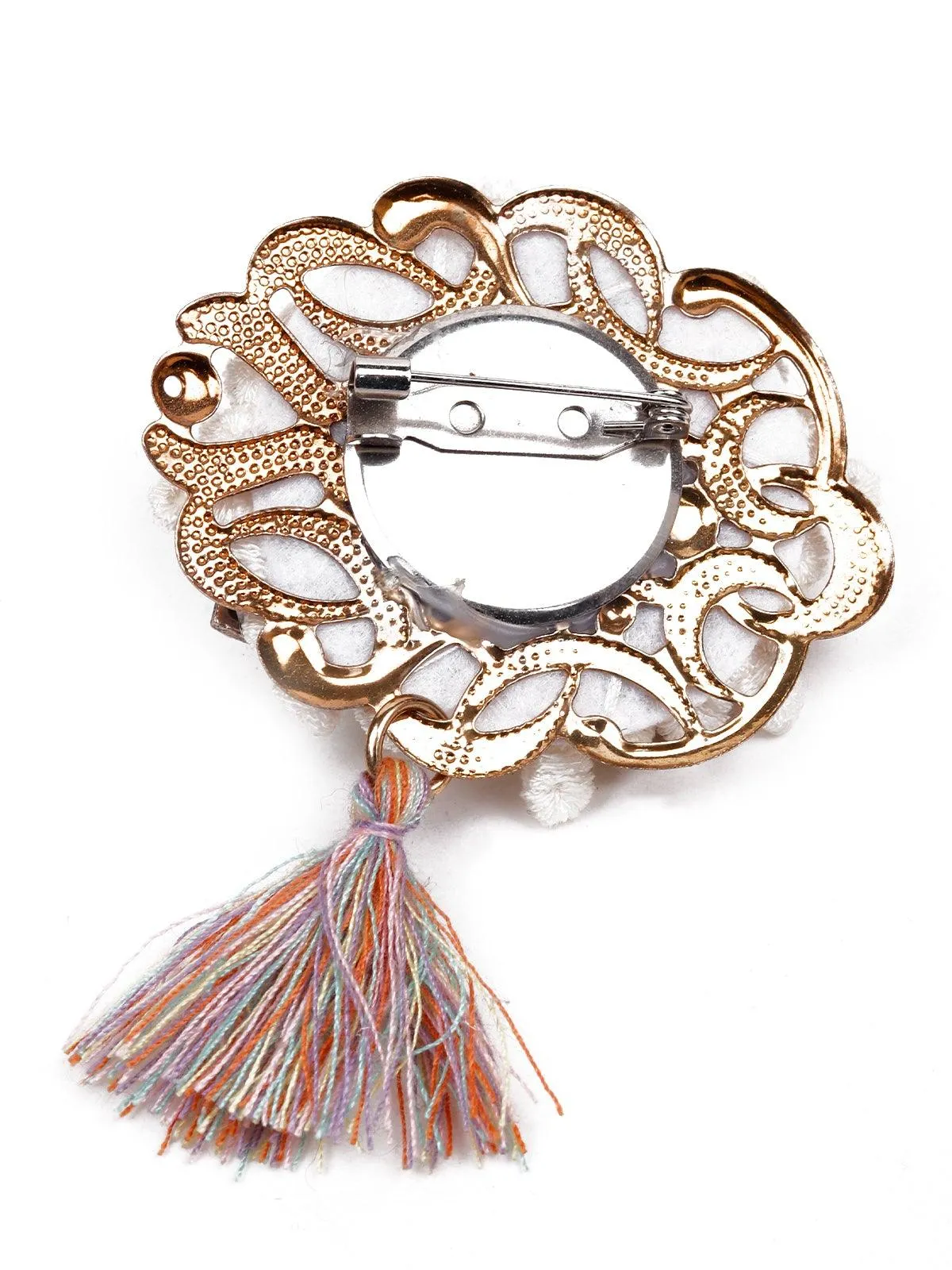 Odette Women White Moti Metal Brooch
