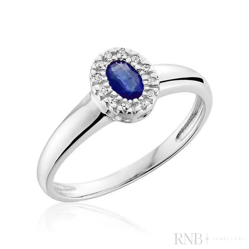 Oval Gemstone & Diamond Halo Ring