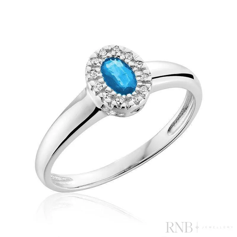 Oval Gemstone & Diamond Halo Ring