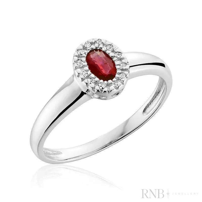 Oval Gemstone & Diamond Halo Ring