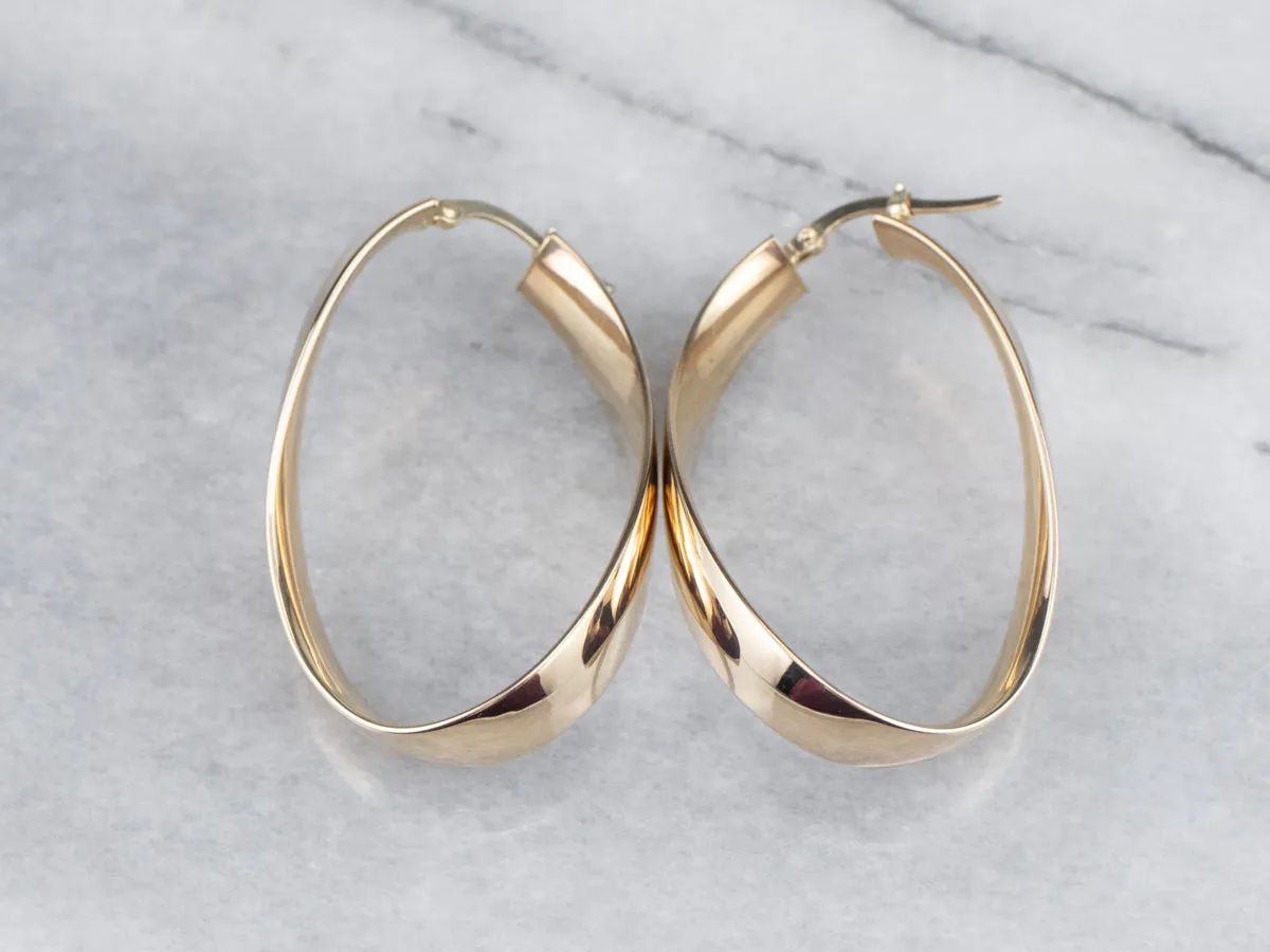 Oval Hoop Drop Earrings