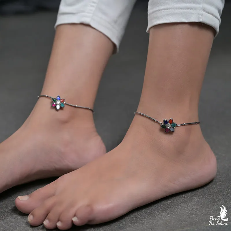 Oxidized Kundan Anklet - 8319