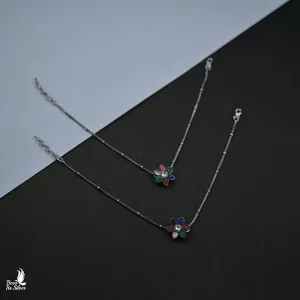 Oxidized Kundan Anklet - 8319