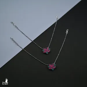 Oxidized Kundan Anklet - 8324