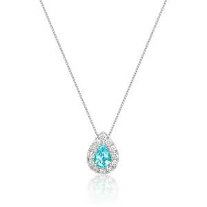 Paraiba Tourmaline Pear Pendant Necklace