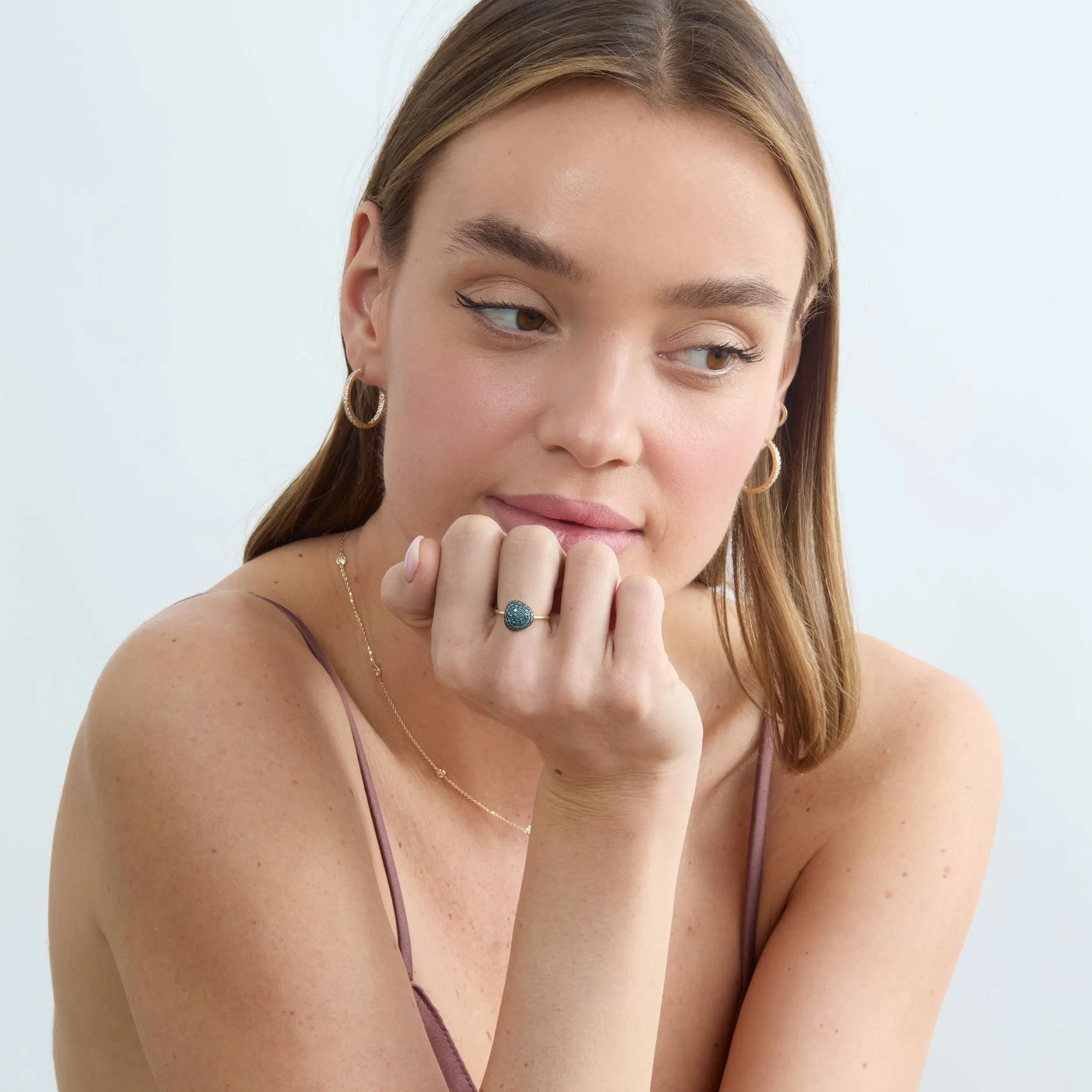 Pave Blue Diamond Ring, Holly
